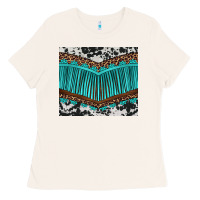 Bone western cowhide leopard turquoise fringed Ladies Tee - BarkalooDesign