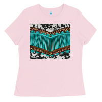 Bubblegum Pink western cowhide leopard turquoise fringed Ladies Tee - BarkalooDesign