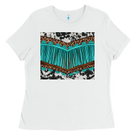 White western cowhide leopard turquoise fringed Ladies Tee - BarkalooDesign
