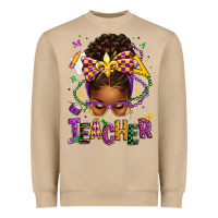 Mushroom mardi gras teacher afro messy bun Heavyweight Sweatshirt - texasbilliewilder