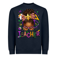 Navy mardi gras teacher afro messy bun Heavyweight Sweatshirt - texasbilliewilder