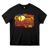 Black Western American Flag Softball Heavy Core Tee - LillyAllenDesigns