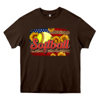 Chocolate Brown Western American Flag Softball Heavy Core Tee - LillyAllenDesigns