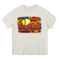 Cream Western American Flag Softball Heavy Core Tee - LillyAllenDesigns