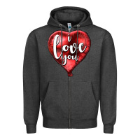 Charcoal Heather I love you heart balloon Valentine's Day Zipper Hoodie - HowdyJamesFarm
