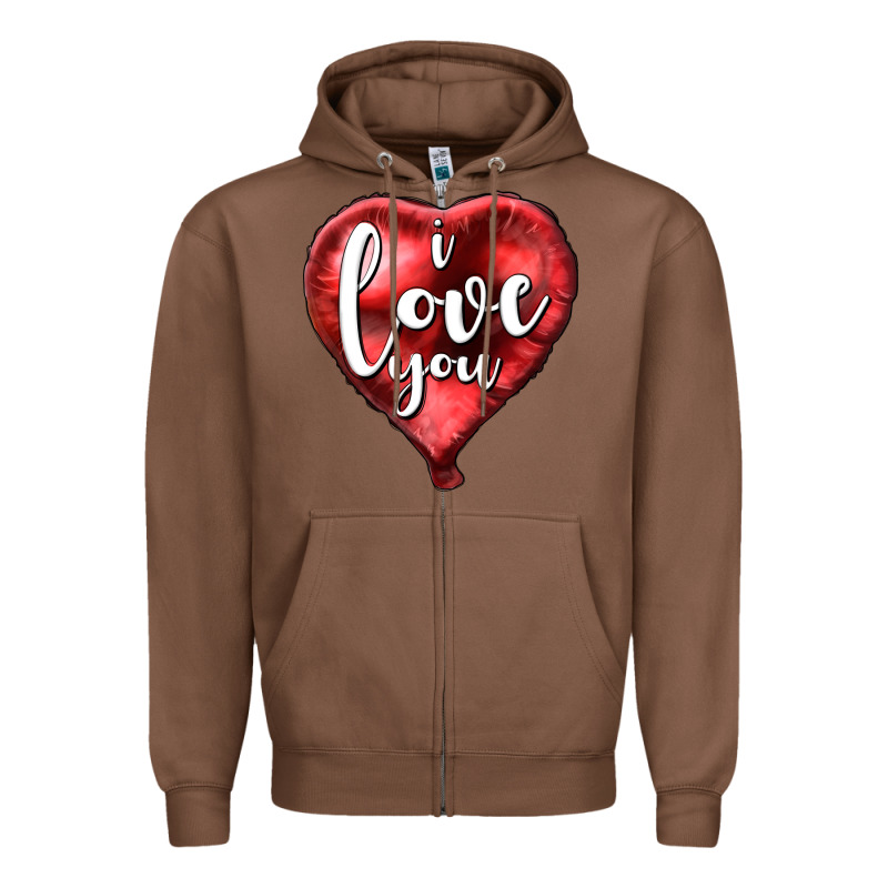 I Love You Heart Balloon Valentine's Day Zipper Hoodie by HowdyJamesFarm | Teevron