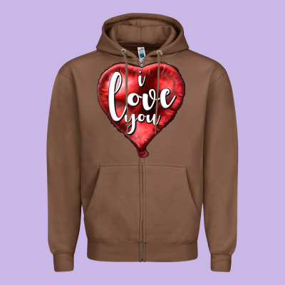I Love You Heart Balloon Valentine's Day Zipper Hoodie Designed By Howdyjamesfarm