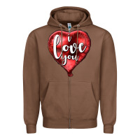 Chestnut I love you heart balloon Valentine's Day Zipper Hoodie - HowdyJamesFarm