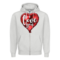 Dove Grey I love you heart balloon Valentine's Day Zipper Hoodie - HowdyJamesFarm
