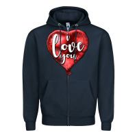 Navy I love you heart balloon Valentine's Day Zipper Hoodie - HowdyJamesFarm