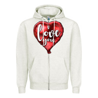 Oatmeal Heather I love you heart balloon Valentine's Day Zipper Hoodie - HowdyJamesFarm