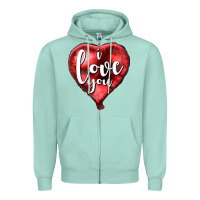 Seafoam I love you heart balloon Valentine's Day Zipper Hoodie - HowdyJamesFarm