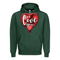 Sports Green I love you heart balloon Valentine's Day Zipper Hoodie - HowdyJamesFarm