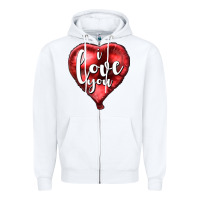 White I love you heart balloon Valentine's Day Zipper Hoodie - HowdyJamesFarm