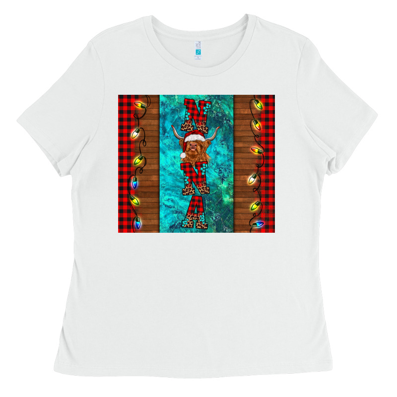 Nana Highland Cow Christmas Ladies Tee by BarkalooDesign | Teevron