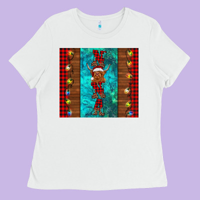 Nana Highland Cow Christmas Ladies Tee Designed By Barkaloodesign