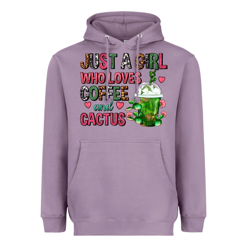 Just A Girl Who Loves Coffee And Cactus Frappe Heavyweight Hoodie by FaDigitalArtStudio | Teevron