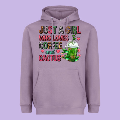 Just A Girl Who Loves Coffee And Cactus Frappe Heavyweight Hoodie Designed By Fadigitalartstudio