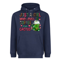 Navy Just A Girl Who Loves Coffee And Cactus Frappe Heavyweight Hoodie - FaDigitalArtStudio