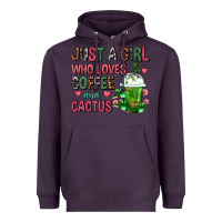 Plum Just A Girl Who Loves Coffee And Cactus Frappe Heavyweight Hoodie - FaDigitalArtStudio