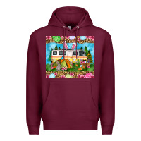 Burgundy Easter Day camping Premium Hoodie - OliviaCreatesArt