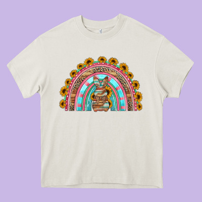 Western Easter Rainbow Heavy Core Tee Designed By Jasminsmagicworld