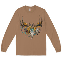 Toasted Coconut boho deer skull sunflowers and gemstone Long Sleeve Tee - RanaPortraitStore