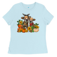 Baby Blue Fall heifer cows Ladies Tee - RanaPortraitStore