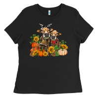 Black Fall heifer cows Ladies Tee - RanaPortraitStore