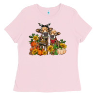 Bubblegum Pink Fall heifer cows Ladies Tee - RanaPortraitStore