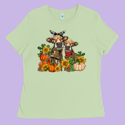 Fall Heifer Cows Ladies Tee Designed By Ranaportraitstore