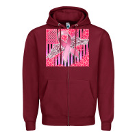 Burgundy cancer awareness american flag Zipper Hoodie - CowGirlArtShop