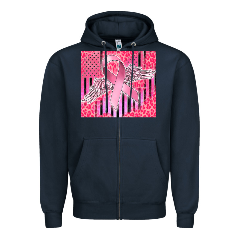 Cancer Awareness American Flag Zipper Hoodie by CowGirlArtShop | Teevron