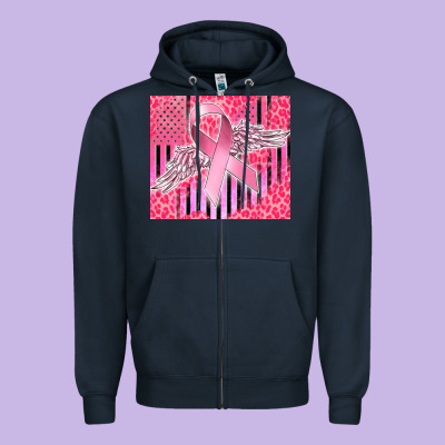 Cancer Awareness American Flag Zipper Hoodie Designed By Cowgirlartshop