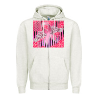 Oatmeal Heather cancer awareness american flag Zipper Hoodie - CowGirlArtShop