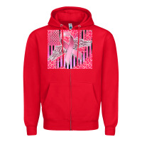Red cancer awareness american flag Zipper Hoodie - CowGirlArtShop