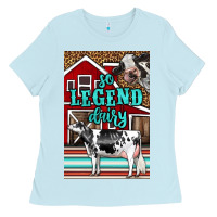 Baby Blue Western So Legend Dairy Holstein Cow Ladies Tee - LillyAllenDesigns