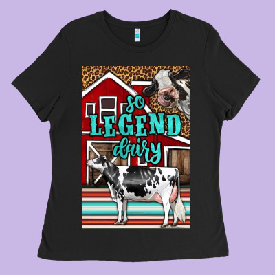 Western So Legend Dairy Holstein Cow Ladies Tee Designed By Lillyallendesigns