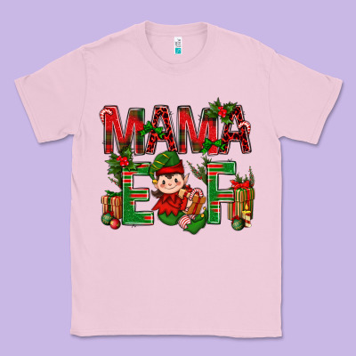 Mama Elf With Gift Christmas Classic Tee Designed By Bundleandbundleshop