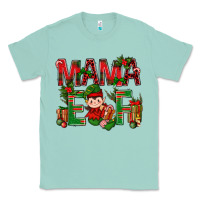 Seafoam Mama Elf With Gift Christmas Classic Tee - BundleAndBundleShop