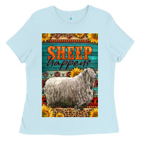 Baby Blue Western Sheep Happens Sunflowers Ladies Tee - LillyAllenDesigns