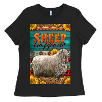 Black Western Sheep Happens Sunflowers Ladies Tee - LillyAllenDesigns