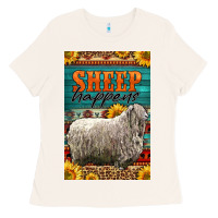 Bone Western Sheep Happens Sunflowers Ladies Tee - LillyAllenDesigns