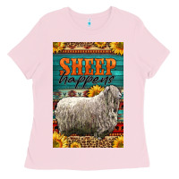 Bubblegum Pink Western Sheep Happens Sunflowers Ladies Tee - LillyAllenDesigns