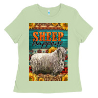 Matcha Western Sheep Happens Sunflowers Ladies Tee - LillyAllenDesigns