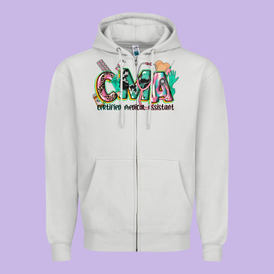 Certified Medical Assistant Zipper Hoodie Designed By Cowgirlartshop