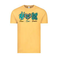 Vintage Mustard Peace Love Gemstone Vintage Tee - BundleAndBundleShop