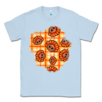 Dusty Blue Thanksgiving Turkey With Tartan Patch Classic Tee - BundleAndBundleShop