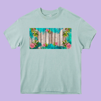Western Floral  License Plate Template Heavy Core Tee Designed By Barkaloodesign