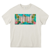 Cream western floral  license plate template Heavy Core Tee - BarkalooDesign